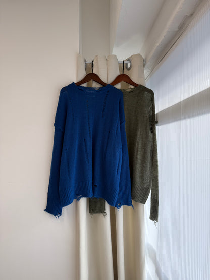 damaged knit top(green)
