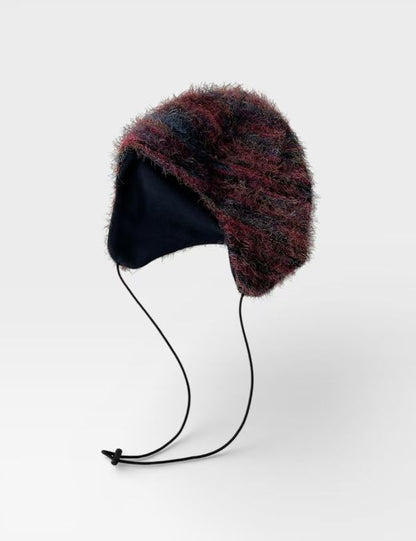 2way striped beanie (red/green）