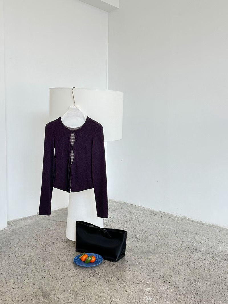 cut out tee(black/purple)