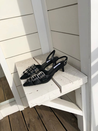 buckle heels(black/ivory)(230-250)