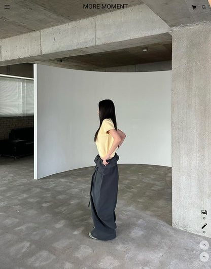 layered balloon pants （beige/black)