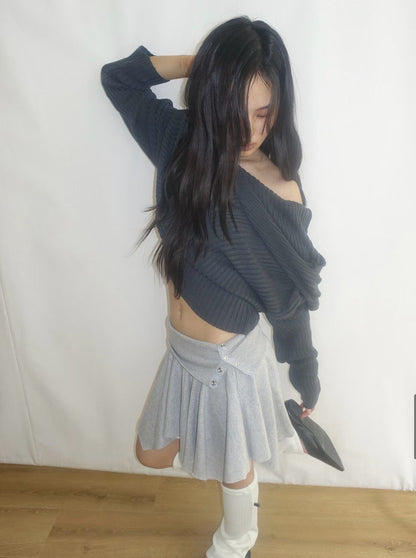 irregular skirt (charcoal/grey/black)