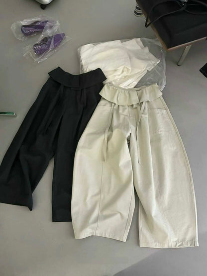 layered balloon pants （beige/black)