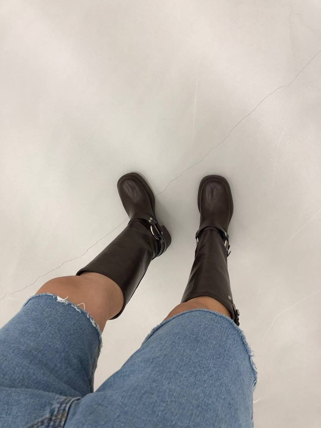 buckle boots (black/brown)(230-250)