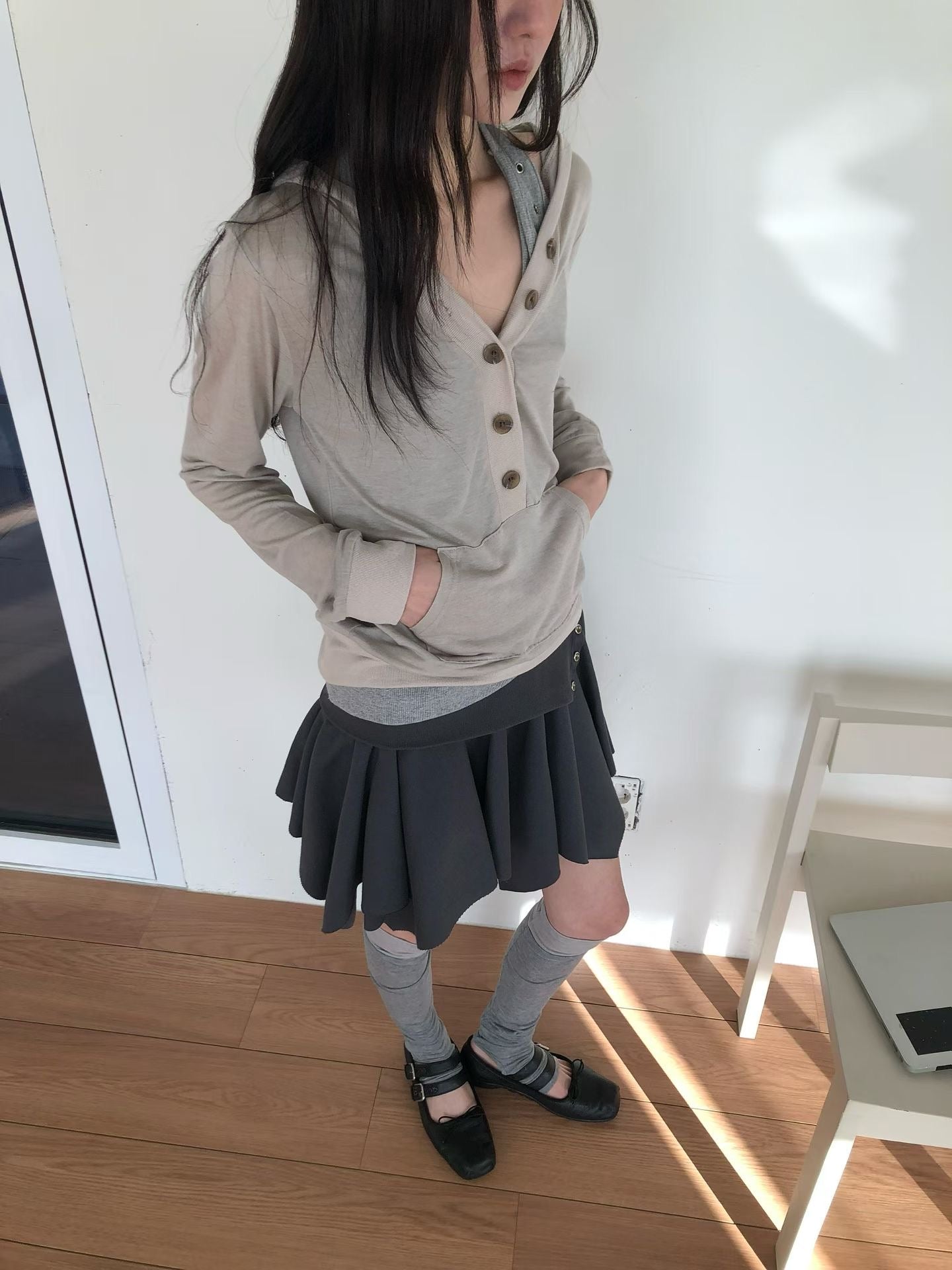 irregular skirt (charcoal/grey/black)
