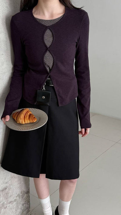 cut out tee(black/purple)