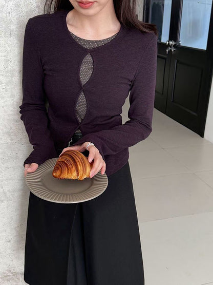 cut out tee(black/purple)