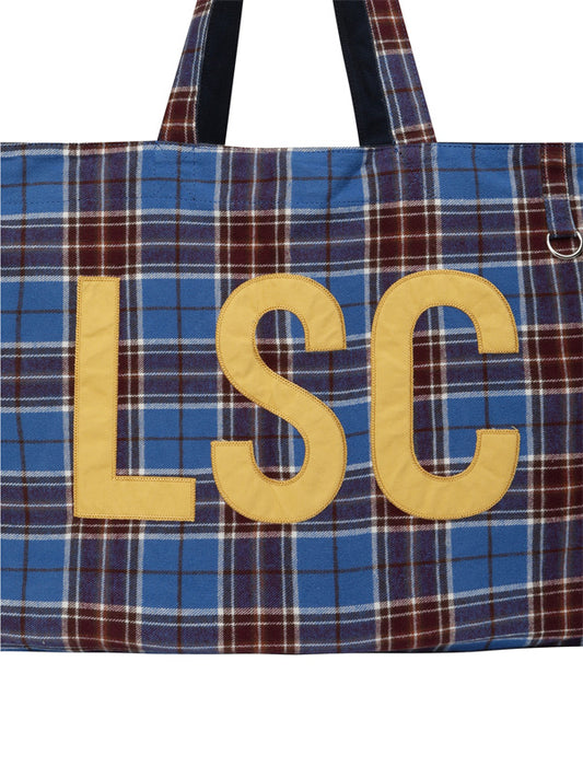 （韓國代購）LSC REVERSIBLE CHECK LOGO BIG ECO BAG (NAVY)（官方22/9後出貨）