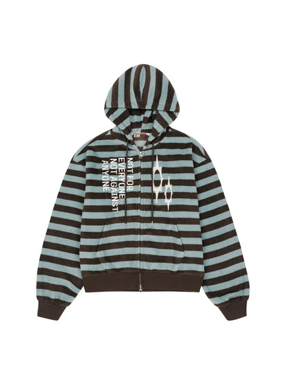 (韓國代購) LSC LOGO STRIPE FLEECE 2-WAY HOODIE ZIP-UP (SKYBLUE)