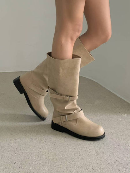 foldable buckle boots(black/brown/beige) (225-250)