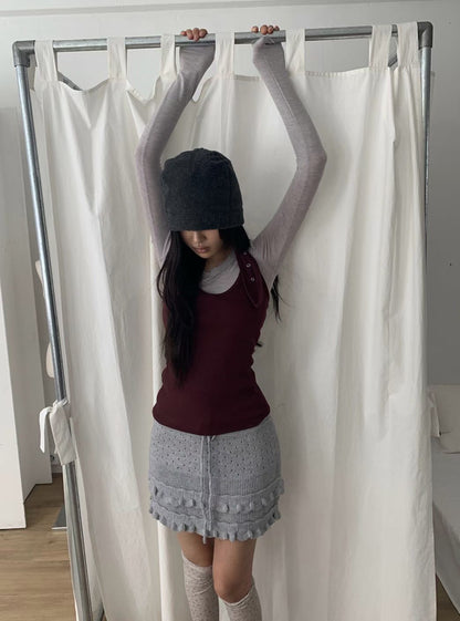 button tank top (black/wine/grey/white)