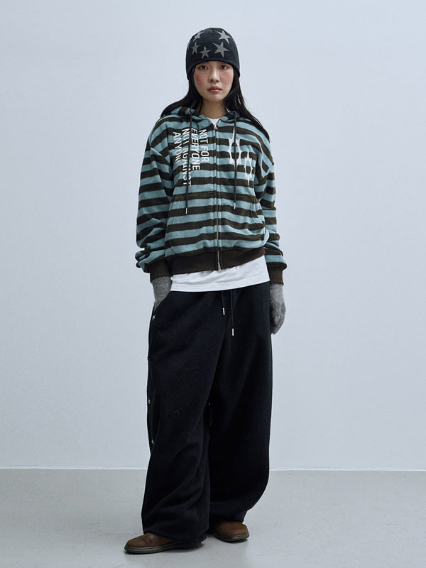 (韓國代購) LSC LOGO STRIPE FLEECE 2-WAY HOODIE ZIP-UP (SKYBLUE)