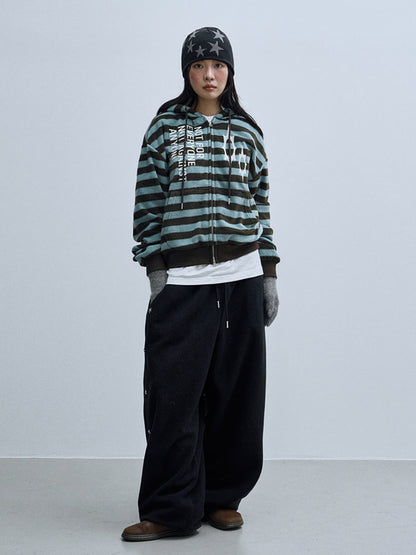 (韓國代購) LSC LOGO STRIPE FLEECE 2-WAY HOODIE ZIP-UP (SKYBLUE)