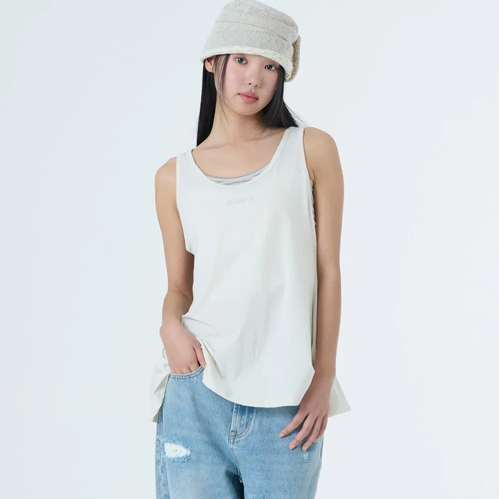 （韓國代購）AEAE stripe layered sleeveless (ivory/ash)