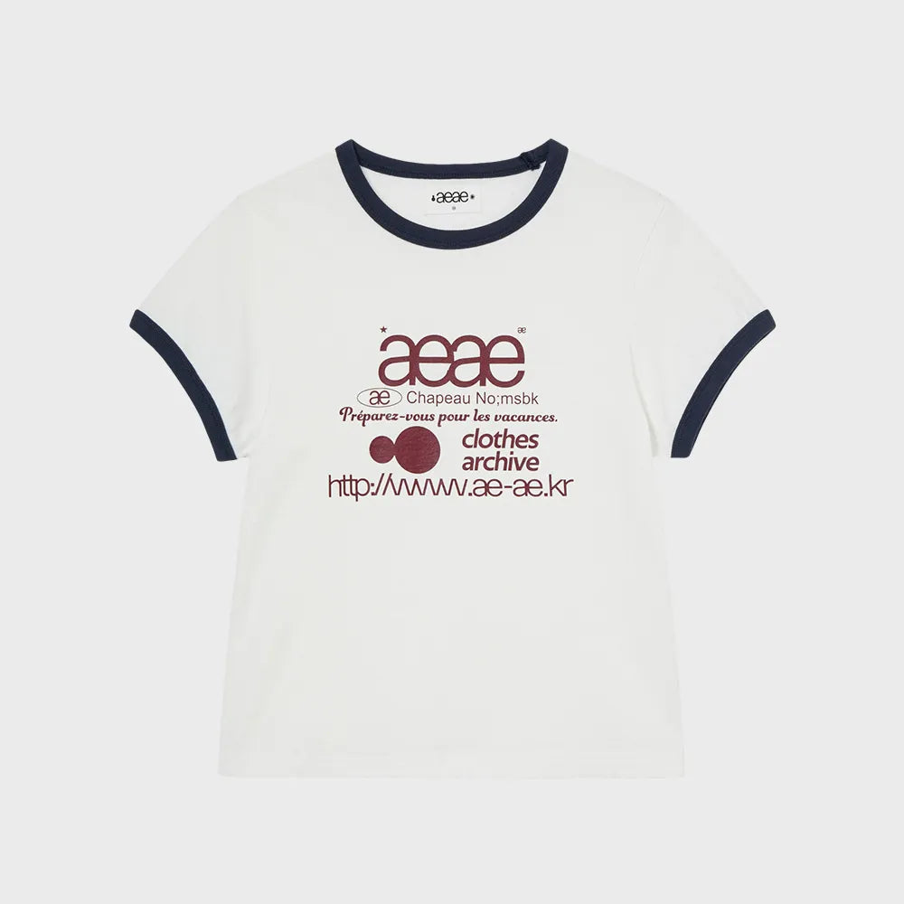 （韓國代購）AEAE web logo ringer tee(white/light grey/indigo)
