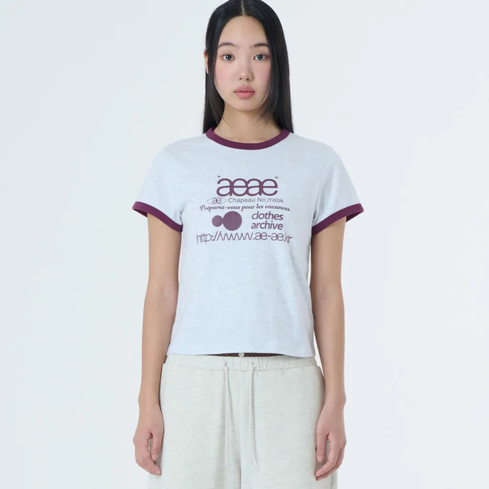 （韓國代購）AEAE web logo ringer tee(white/light grey/indigo)