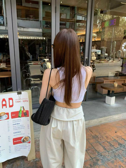 layered balloon pants （beige/black)