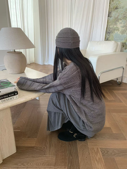 knit pullover with beanie (PRE-ORDER)