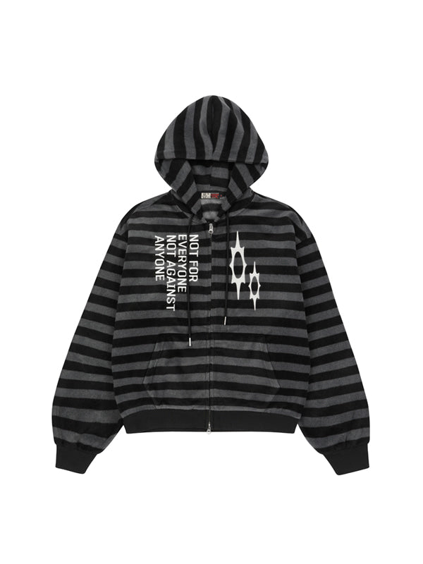 (韓國代購) LSC LOGO STRIPE FLEECE 2-WAY HOODIE ZIP-UP (BLACK)