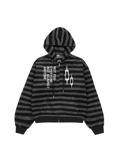 (韓國代購) LSC LOGO STRIPE FLEECE 2-WAY HOODIE ZIP-UP (BLACK)