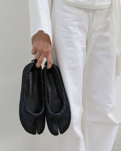 （韓國代購）PAES Calf String Flat ( Calf Hair Black ) (225-255)