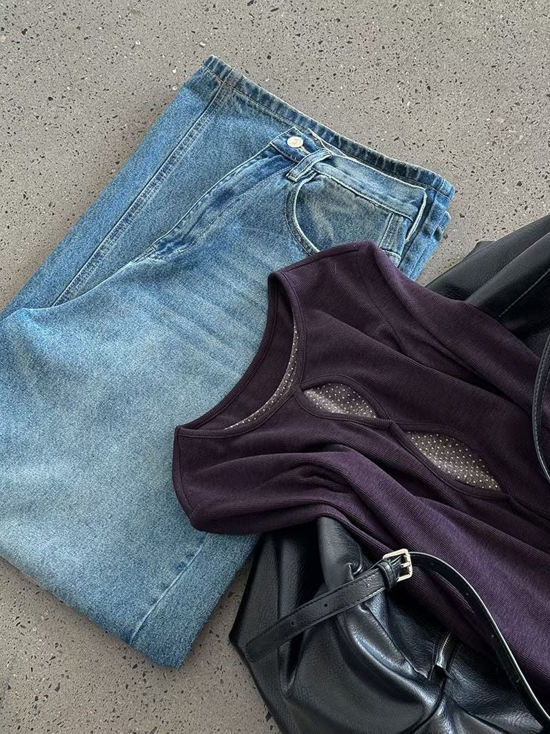 cut out tee(black/purple)