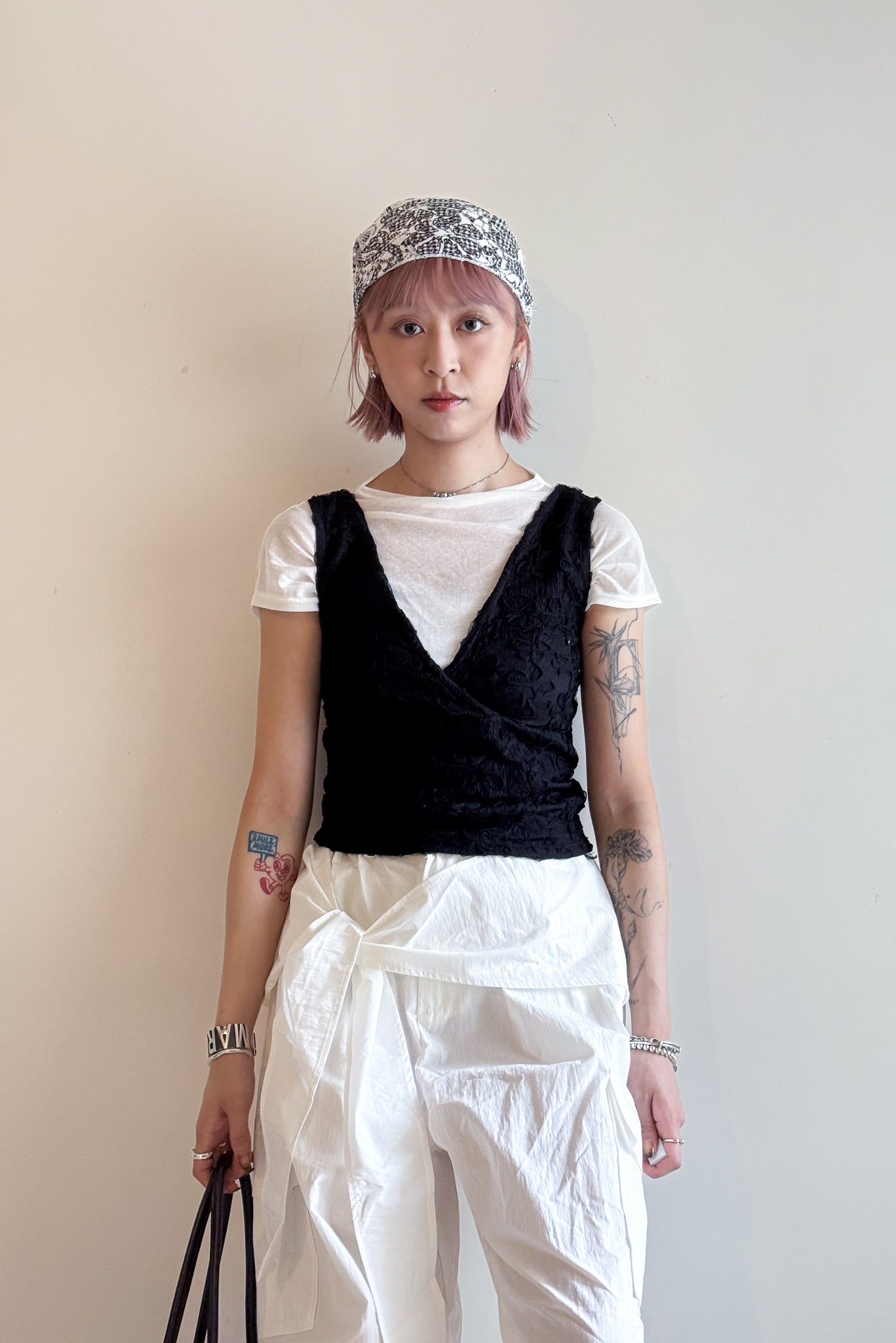 summer sale-fafa crop vest（beige/black）