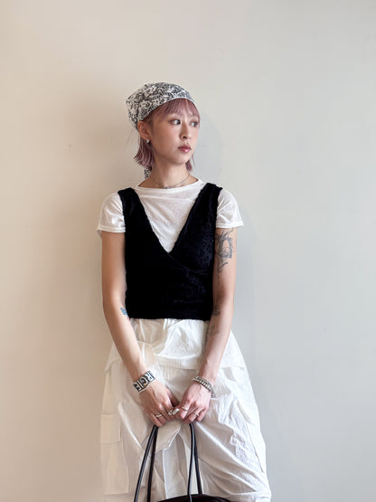 summer sale-fafa crop vest（beige/black）