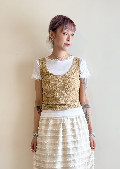 summer sale-fafa crop vest（beige/black）