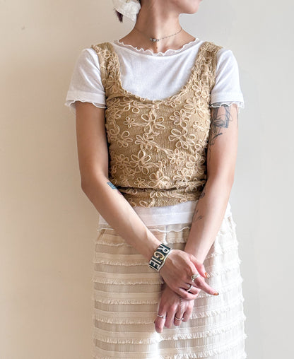 summer sale-fafa crop vest（beige/black）