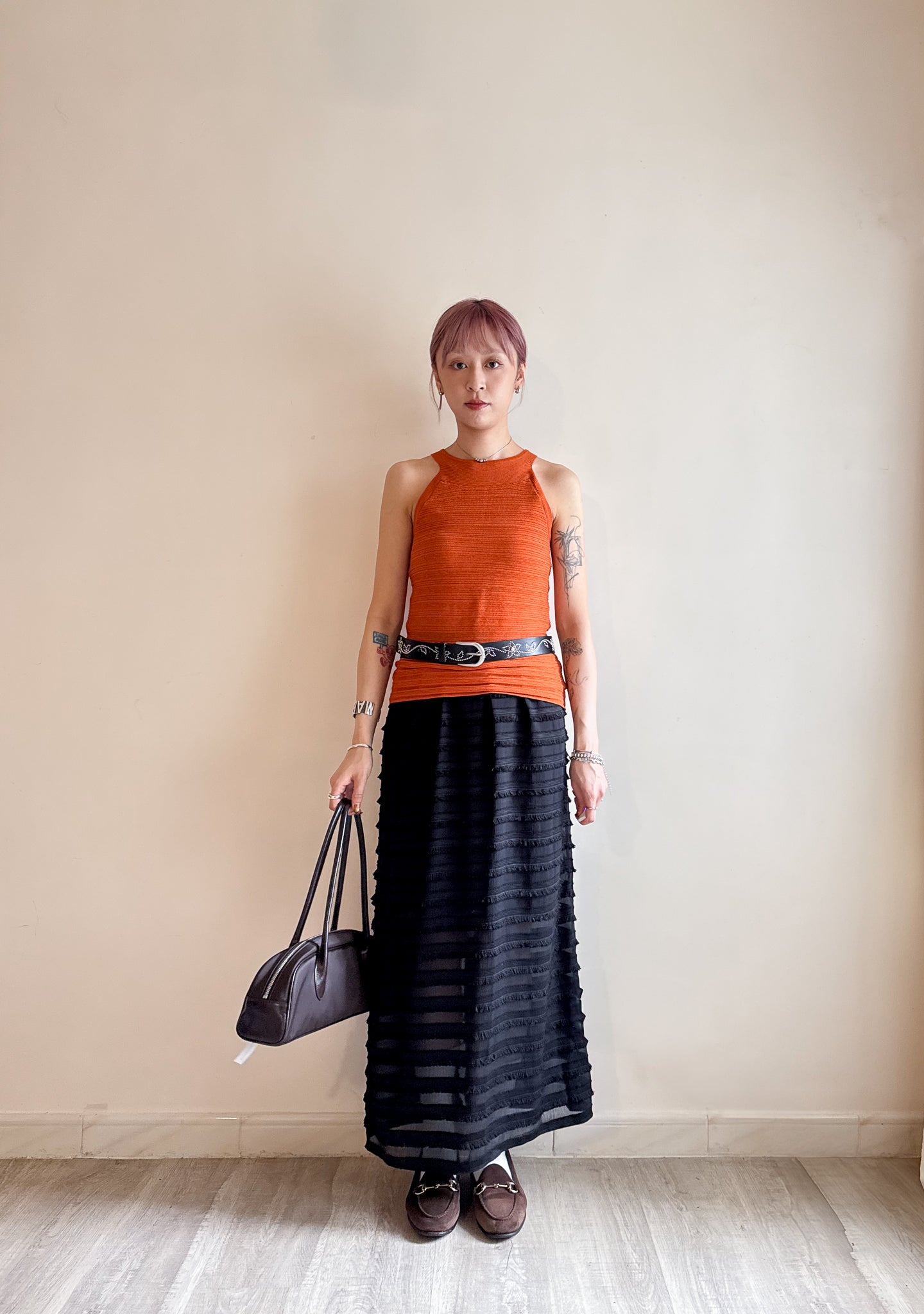 summer sale-halter neck tank top（orange現貨