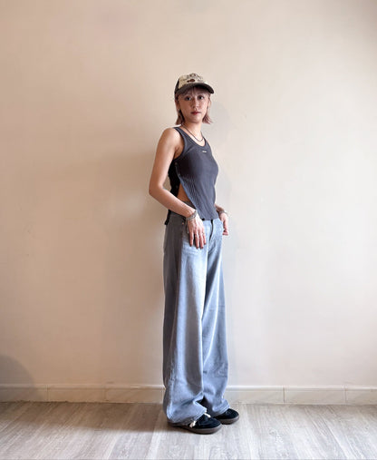 year end sale-barrel leg jeans (grey)(s）