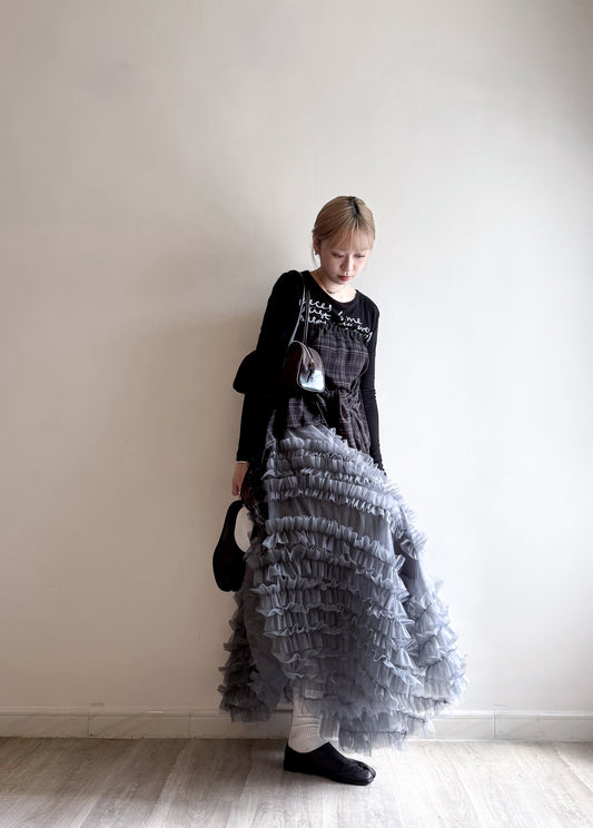 volume sheer cake skirt（black/grey) (現貨)