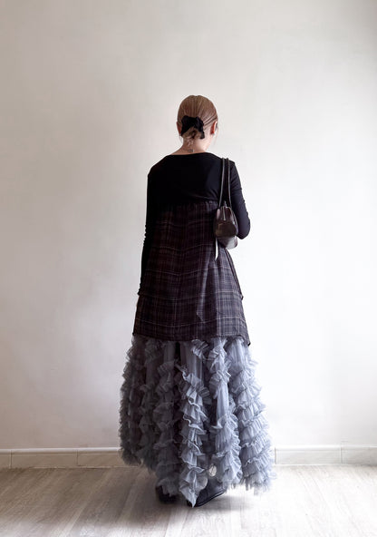 volume sheer cake skirt（black/grey) (現貨)