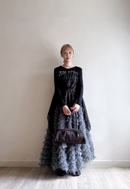 volume sheer cake skirt（black/grey) (現貨)