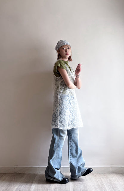 feather vest(ivory/brown) (現貨)