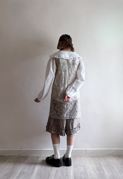 ruffle shorts(charcoal/beige) (現貨)
