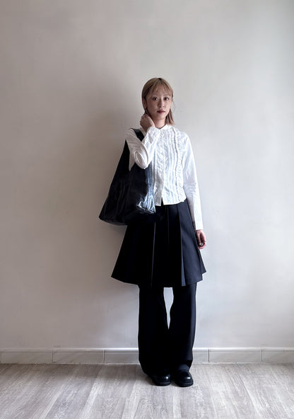 slim cut shirt(charcoal/white) 現貨