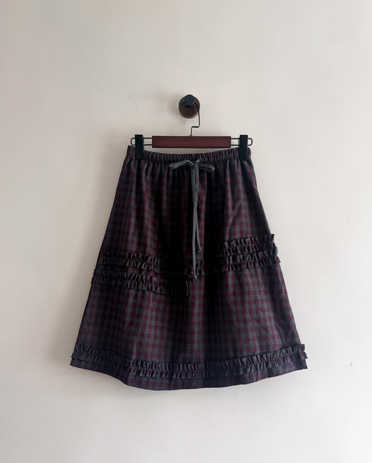 checker ruffled skirt(purple/black)