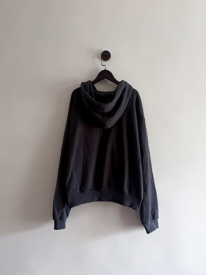 ribbon zipped hoodie(charcoal)