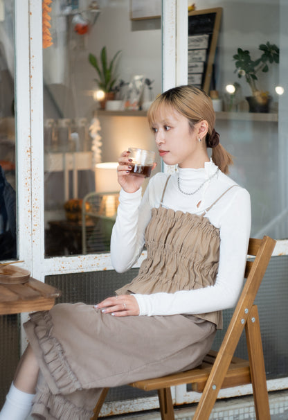 high neck button tee(brown/ivory/black) 現貨