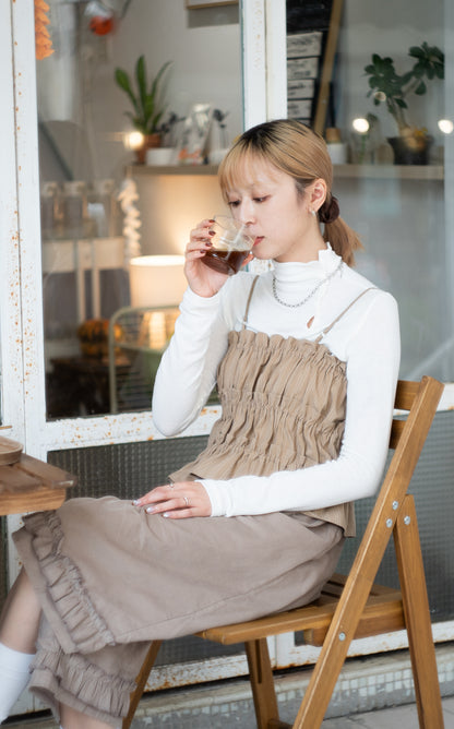 high neck button tee(brown/ivory/black) 現貨