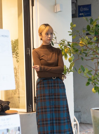 high neck button tee(brown/ivory/black) 現貨