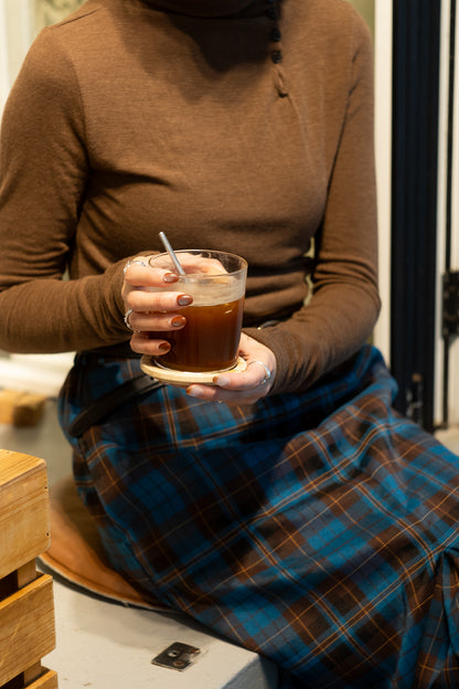 high neck button tee(brown/ivory/black) 現貨