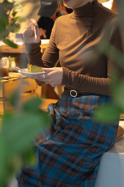 high neck button tee(brown/ivory/black) 現貨