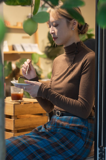 high neck button tee(brown/ivory/black) 現貨