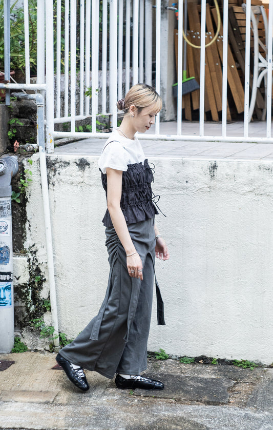 gathered skirt(grey/black) 少量現貨
