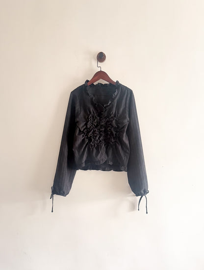 twisted blouse (beige/charcoal)