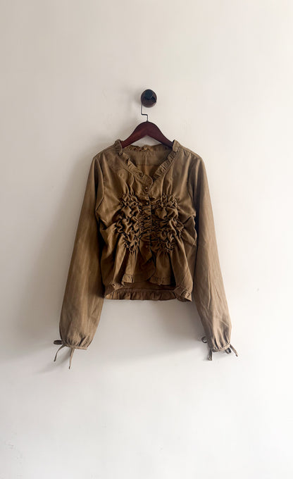 twisted blouse (beige/charcoal)