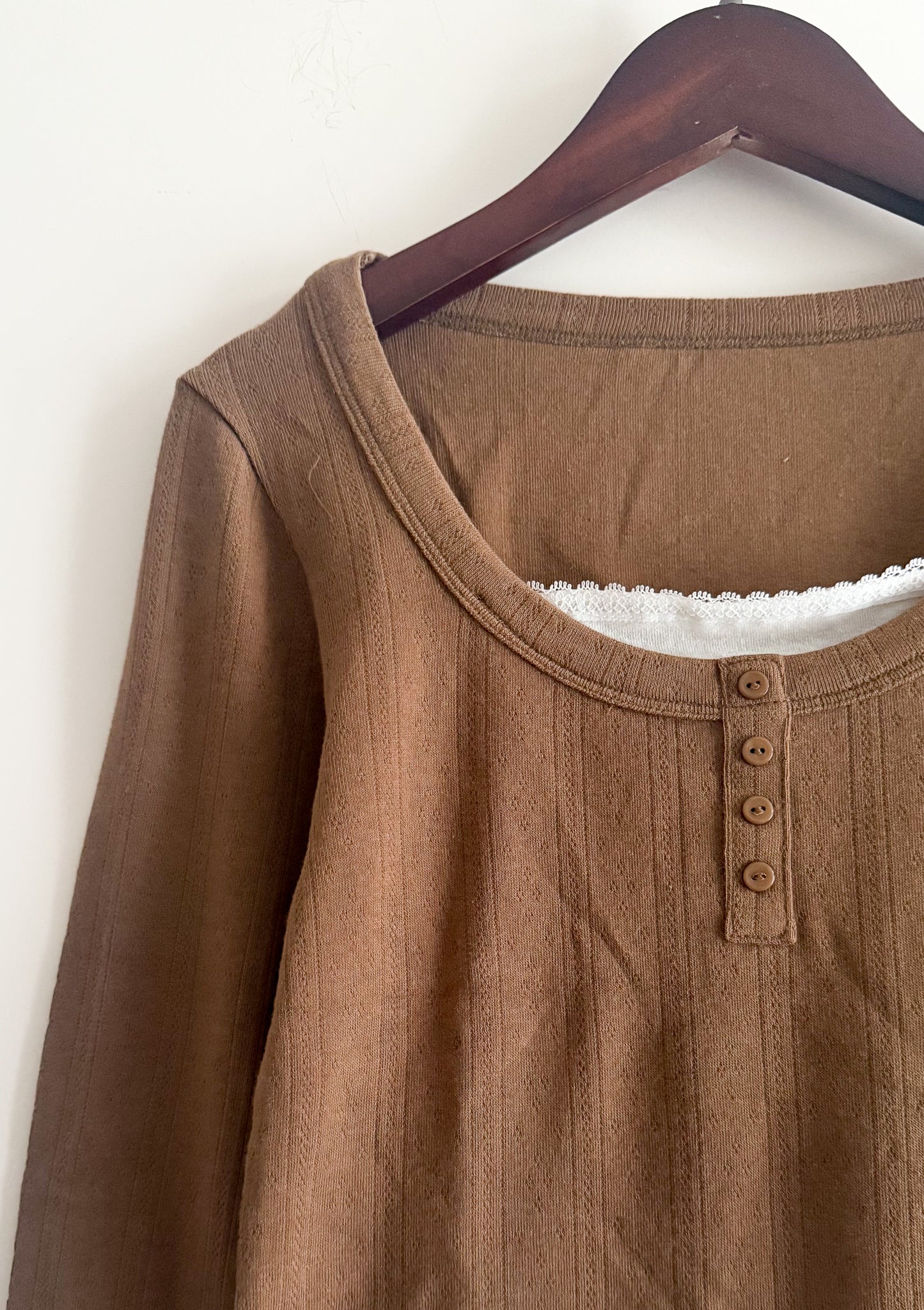 year end sale -2-in 1 button tee （matcha/grey/brown/black)